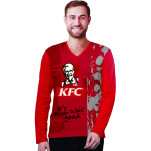 Mens 50/50 L-Sleeve Interlock V-Neck with FC