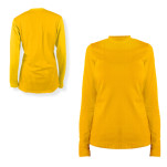 Ladies Yara L-Sleeve Birdseye Crew-Neck+1 Col