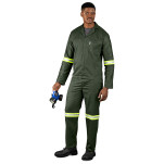 Acid Resistant Polycotton Conti Suit - Reflective Arm & Legs - Yellow Tape