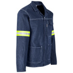 Cast Premium 100% Cotton Denim Jacket - Reflective Arms & Back - Yellow Tape