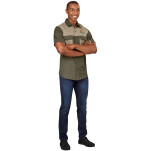 Mens Short Sleeve Serengeti 2-Tone Bush Shirt