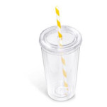 Malibu Double-Wall Plastic Tumbler & Straw - 470ml