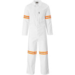 Safety Polycotton Boiler Suit - Reflective Arms Legs & Back - Orange Tape