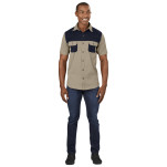 Mens Short Sleeve Serengeti 2-Tone Bush Shirt