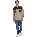 Mens Short Sleeve Serengeti 2-Tone Bush Shirt