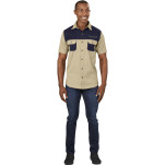 Mens Short Sleeve Serengeti 2-Tone Bush Shirt