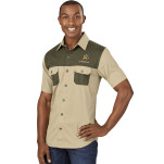 Mens Short Sleeve Serengeti 2-Tone Bush Shirt