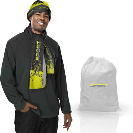 Fleece Beanie and Scarf Set with full colour