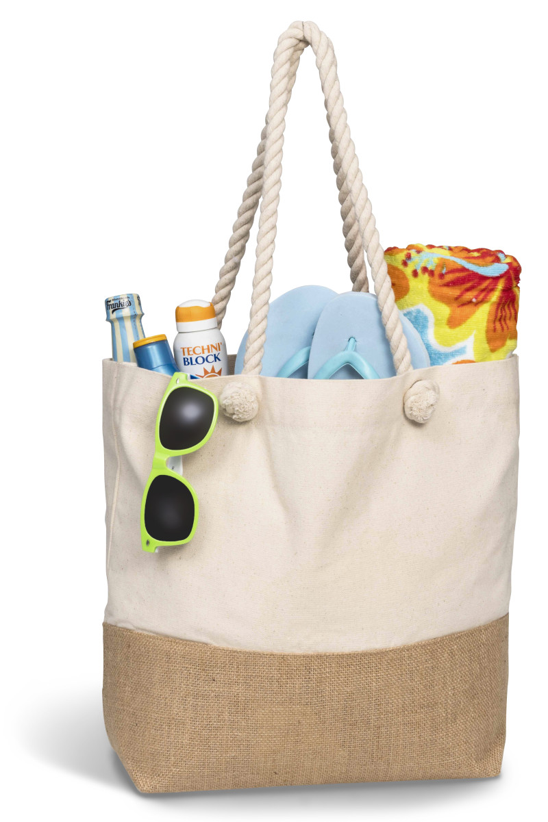 Okiyo Suna Jute & Cotton Beach Bag