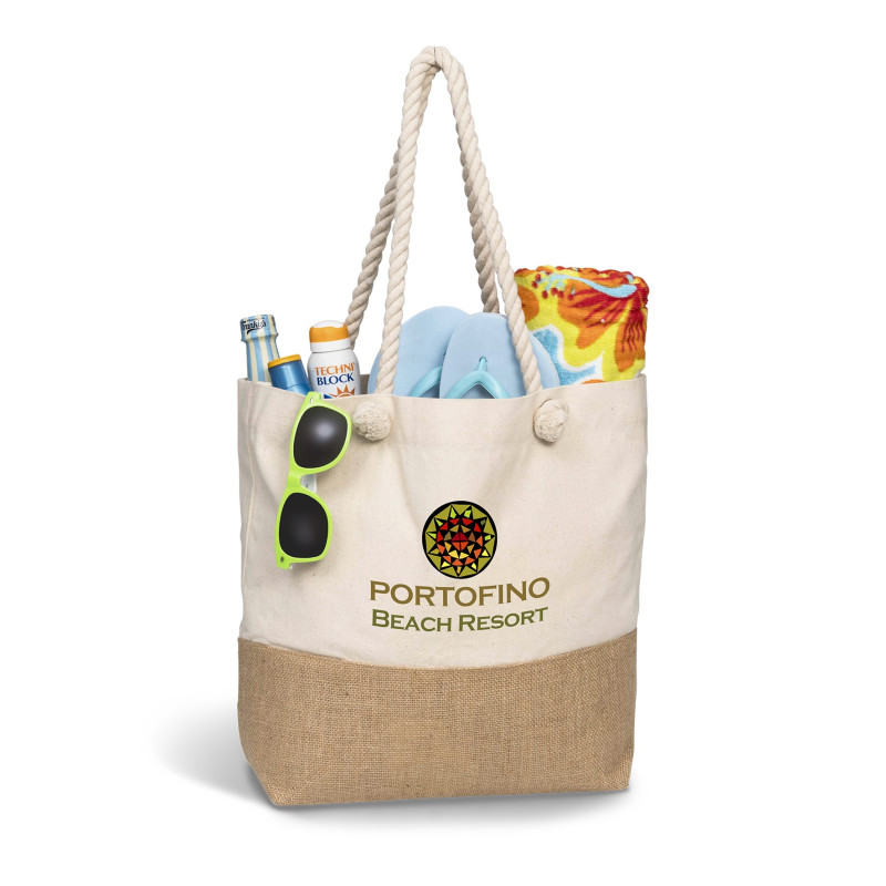 Okiyo Suna Jute & Cotton Beach Bag