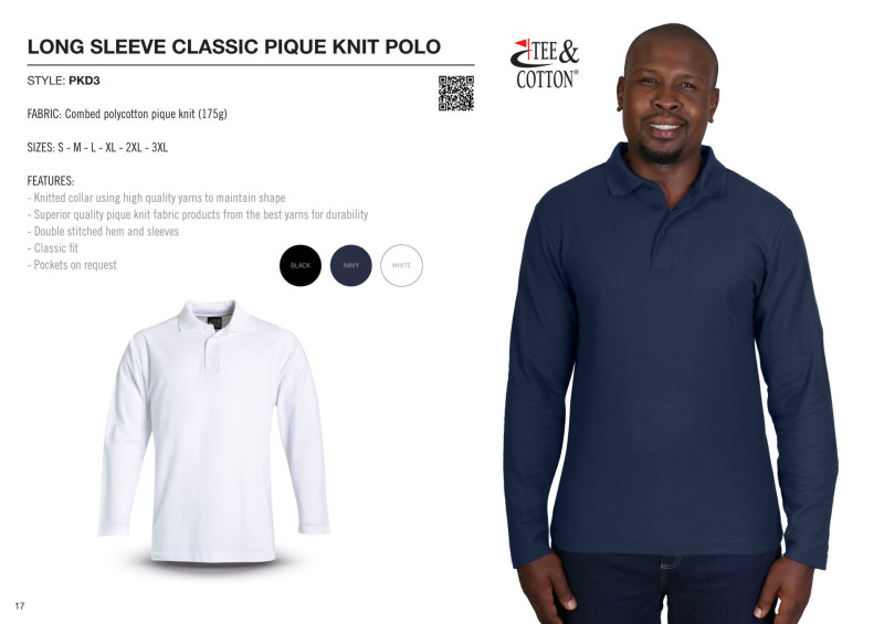 Long Sleeve Pique Knit Polo