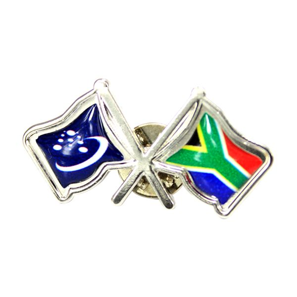Metal Double Flag + Pin with full colour
