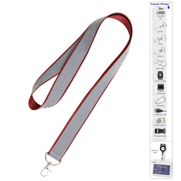 Reflective lanyard with 1 col + Lobster