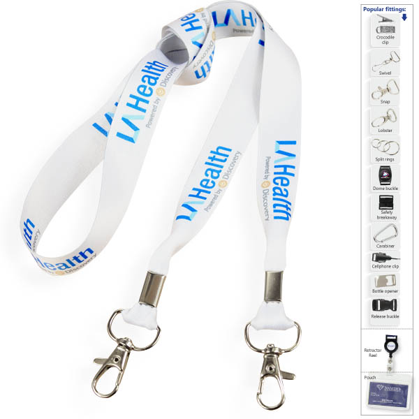 Dye Sublimation Open Lanyard+Double Clip with fc