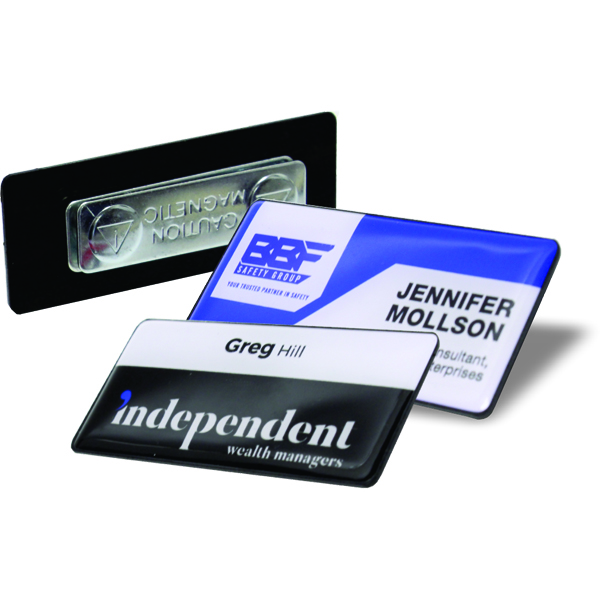 Large Rectangle Name Badge + Magnet with FC dome