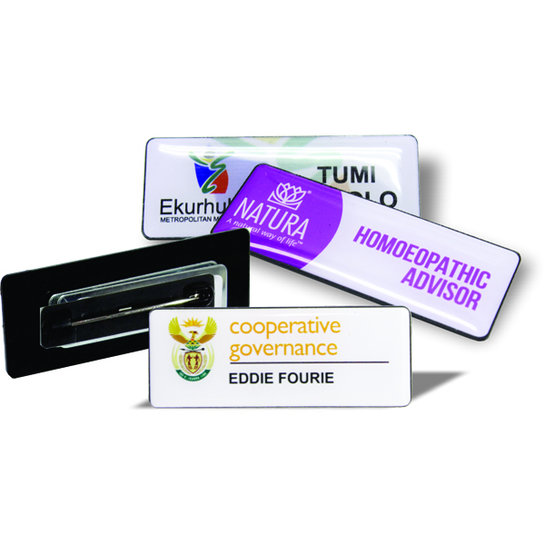 Rectangle Name Badge+Pin with FC dome