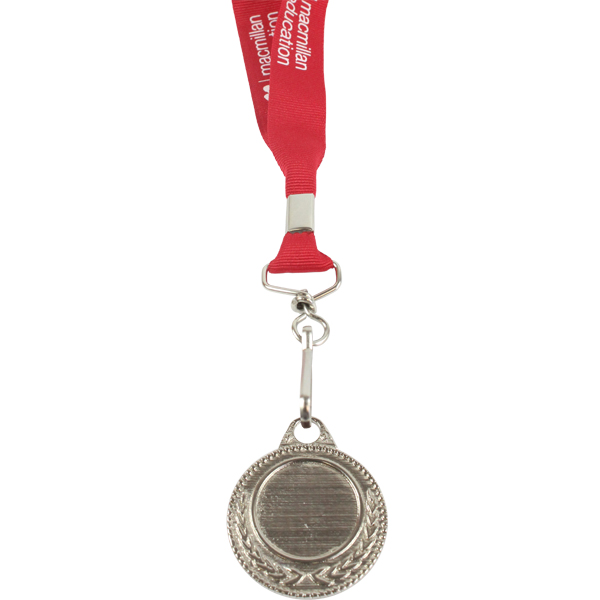 Silver Medal-Dome+Screen Printed Ribbon with 1 col