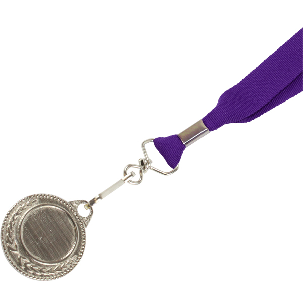 Silver Medal-Dome+Screen Printed Ribbon with 1 col