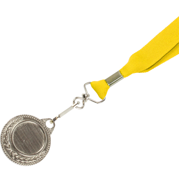 Silver Medal-Dome+Screen Printed Ribbon with 1 col
