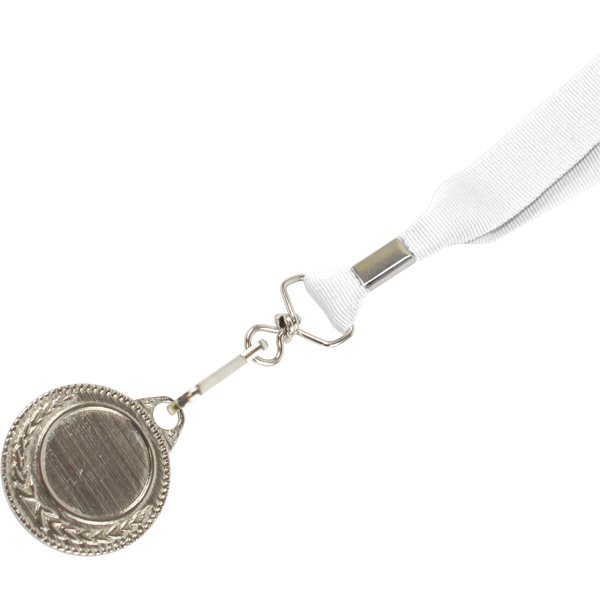 Silver Medal-Dome+Screen Printed Ribbon with 1 col