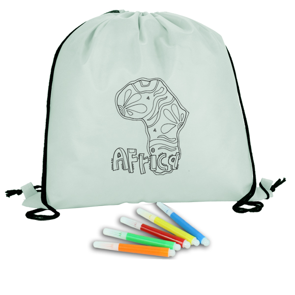 Kids Colouring Drawstring Bag with 1 col
