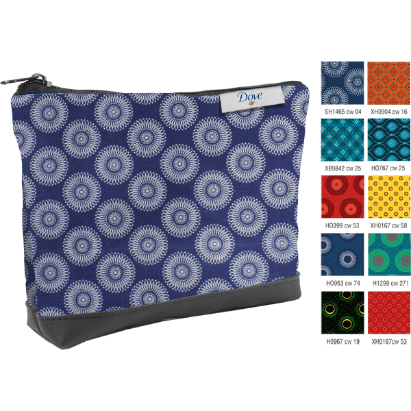 Shweshwe Cosmetic Pouch with Leatherette