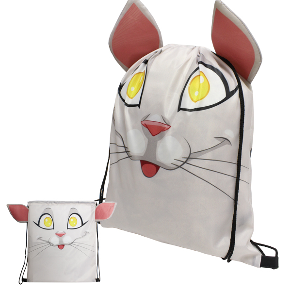 Cat Drawstring Bag with FC Print