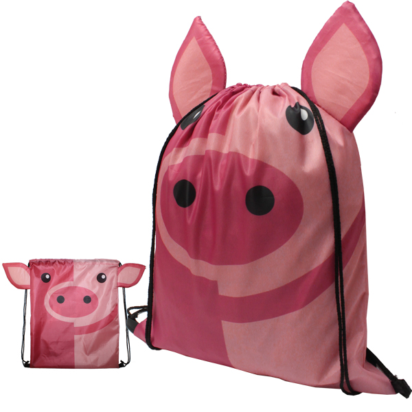Pig Drawstring Bag with FC Print