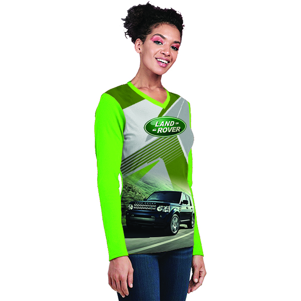 Ladies 50/50 Long Sleeve Interlock V-Neck FC