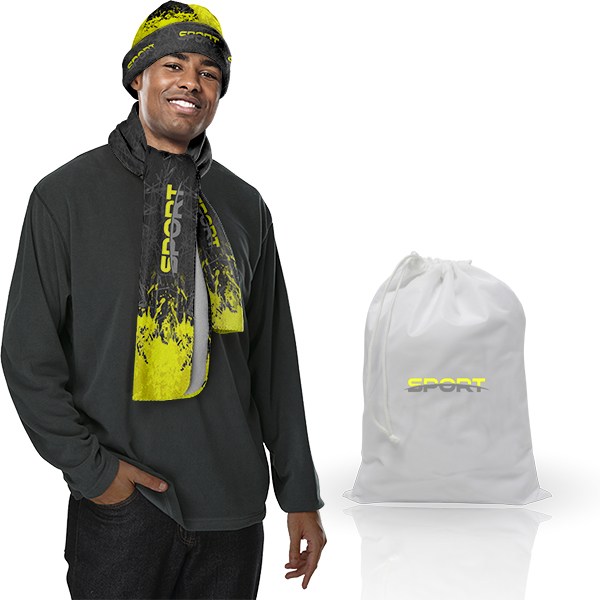 Fleece Beanie and Scarf Set with full colour