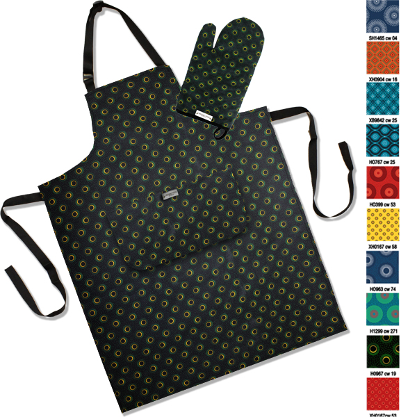 Shweshwe Oven Mitt and Apron Set with FC Tag