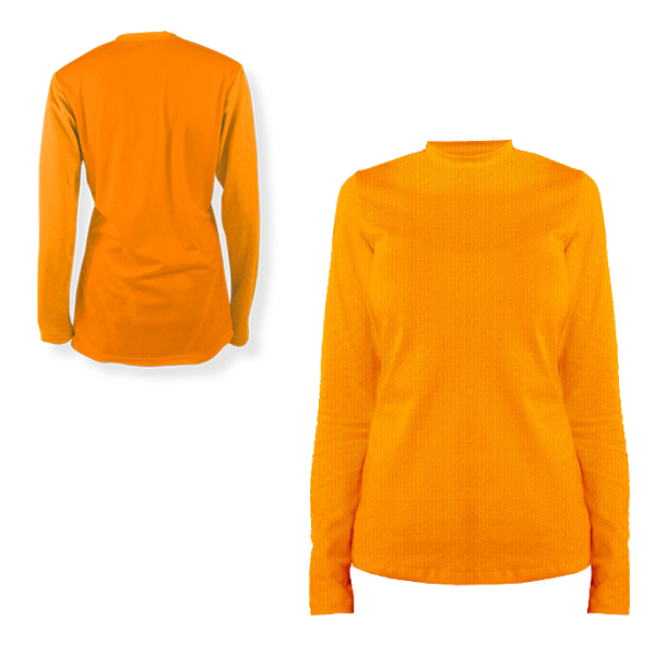 Ladies Yara L-Sleeve Birdseye Crew-Neck+1 Col