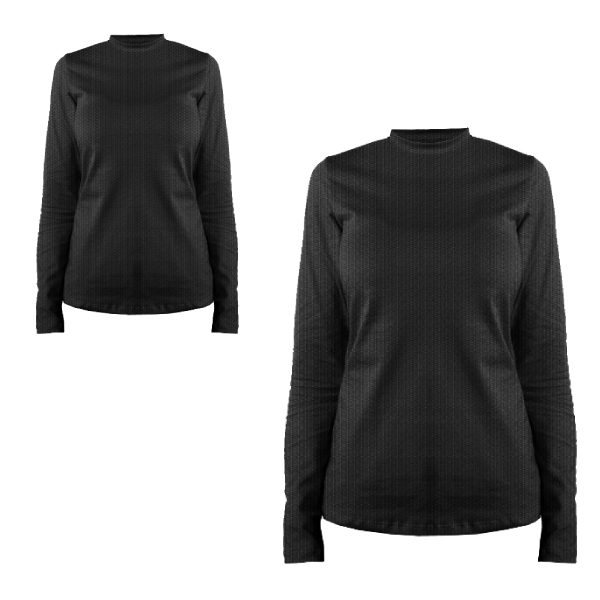Ladies Yara L-Sleeve Birdseye Crew-Neck+1 Col
