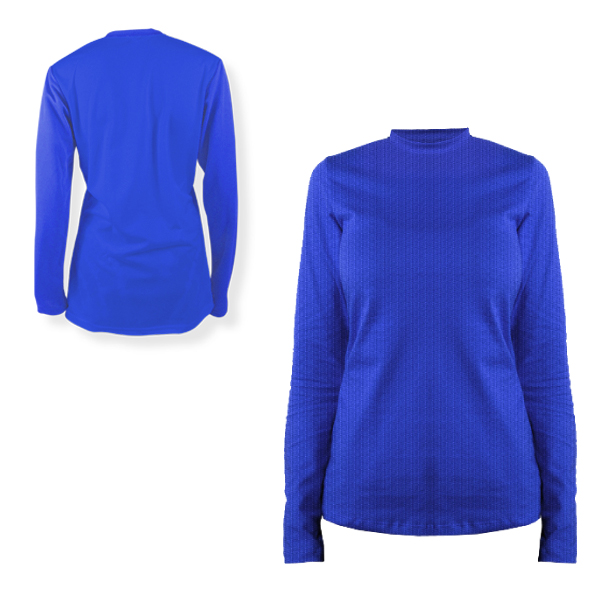 Ladies Yara L-Sleeve Birdseye Crew-Neck+1 Col