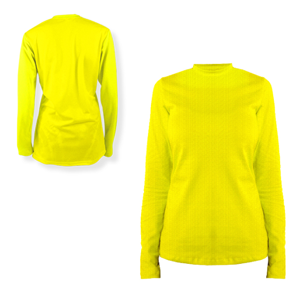 Ladies Yara L-Sleeve Birdseye Crew-Neck+1 Col
