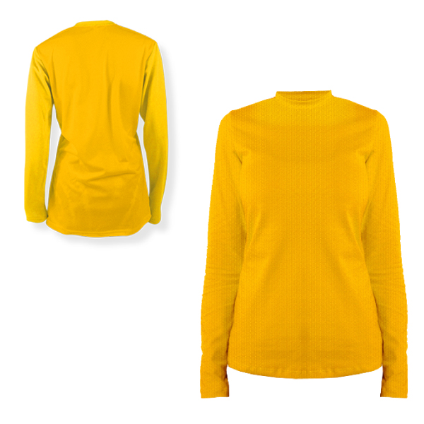 Ladies Yara L-Sleeve Birdseye Crew-Neck+1 Col