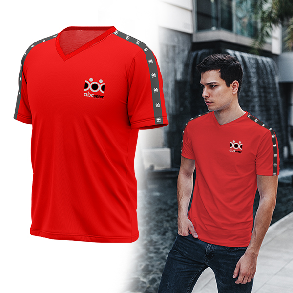 Mens Vida V-Neck Interlock Tshirt with Tape