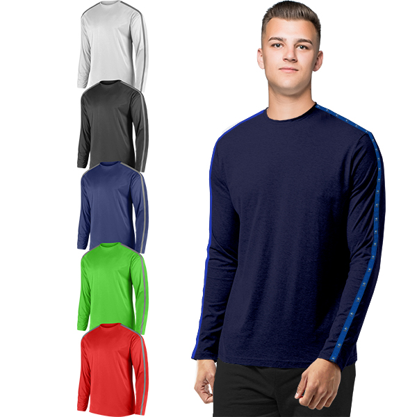 Mens Sicily L/Sleeve Birdseye Crew Neck+Tape