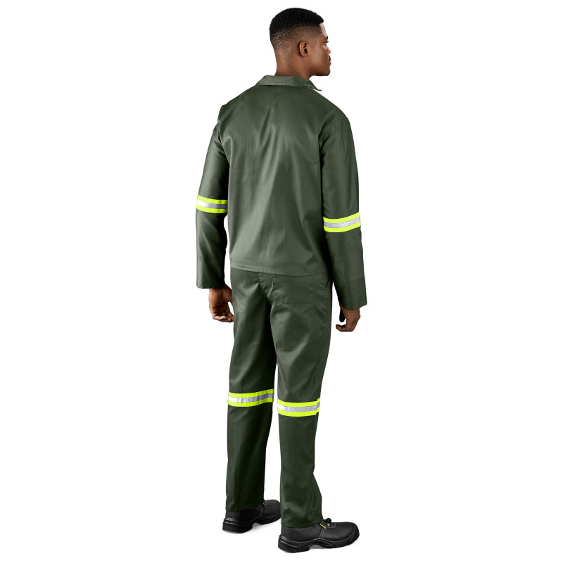 Acid Resistant Polycotton Conti Suit - Reflective Arm & Legs - Yellow Tape