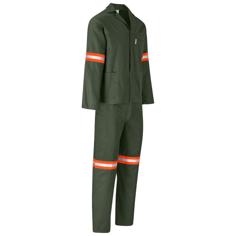 Acid Resistant Polycotton Conti Suit - Reflective Arm & Legs - Orange Tape