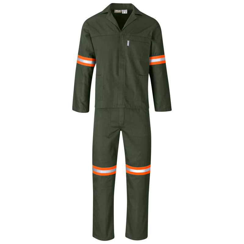 Acid Resistant Polycotton Conti Suit - Reflective Arm & Legs - Orange Tape