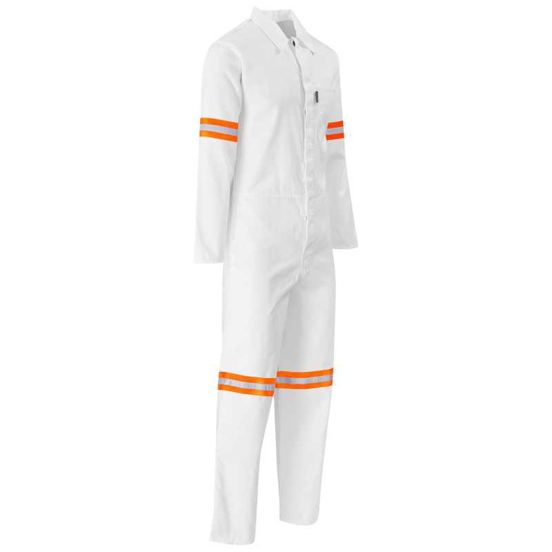 Safety Polycotton Boiler Suit - Reflective Arms Legs & Back - Orange Tape