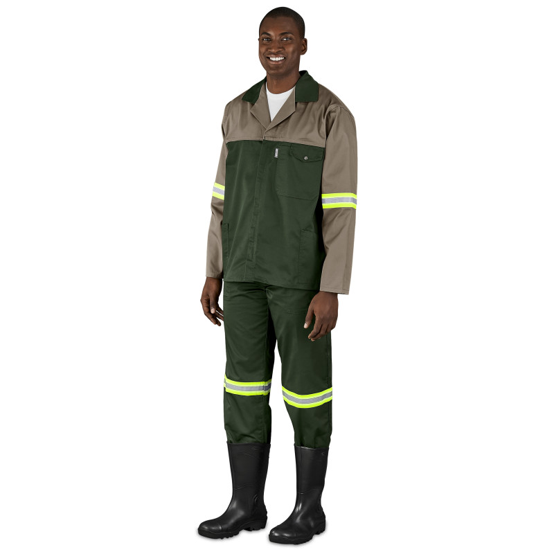 Site Premium Two-Tone Polycotton Jacket - Reflective Arms & Back - Yellow Tape