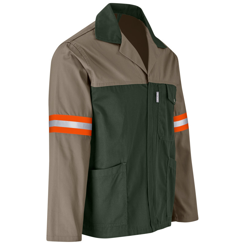 Site Premium Two-Tone Polycotton Jacket - Reflective Arms & Back - Orange Tape