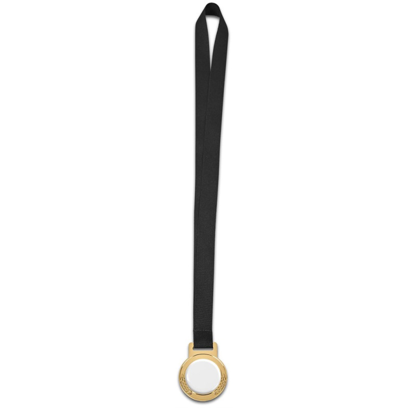 Achiever Medal With Black Petersham Lanyard - Gold