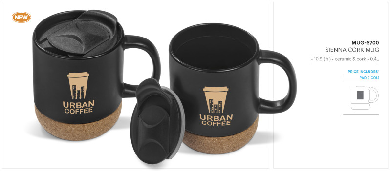 Serendipio Sienna Cork & Ceramic Coffee Mug - 340ml