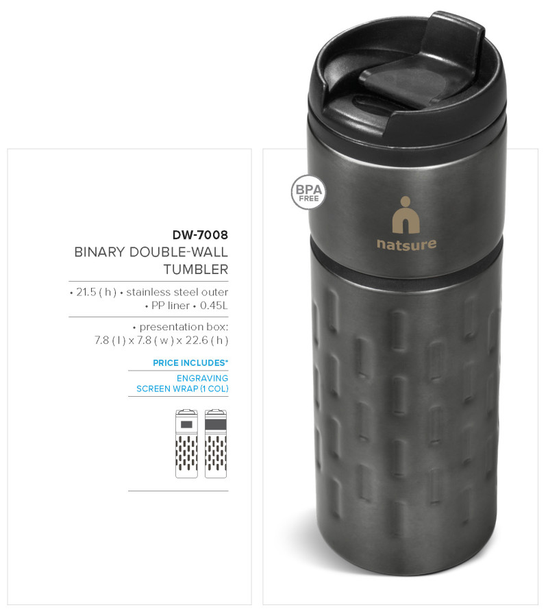 Serendipio Binary Stainless Steel & Plastic Double-Wall Tumbler - 450ml
