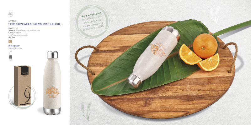 Okiyo Kimi Wheat Straw Water Bottle - 680ml
