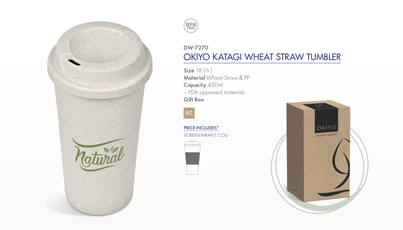 Okiyo Katagi Wheat Straw Double-Wall Tumbler – 450ml