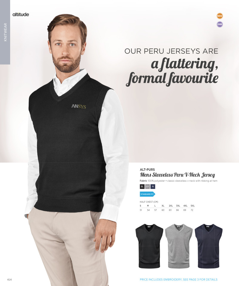 Mens Sleeveless Peru V-Neck Jersey